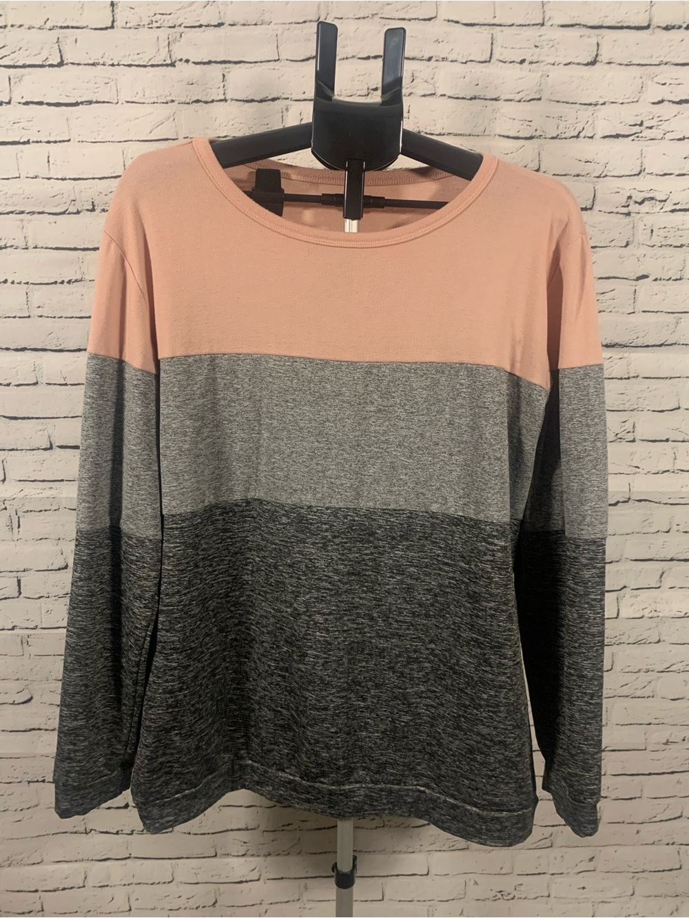 Women's Pink and Gray Colorblock Crewneck Sweatshirt